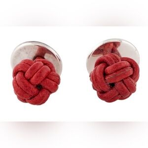 Bottega Veneta Red Leather Knot Cufflinks